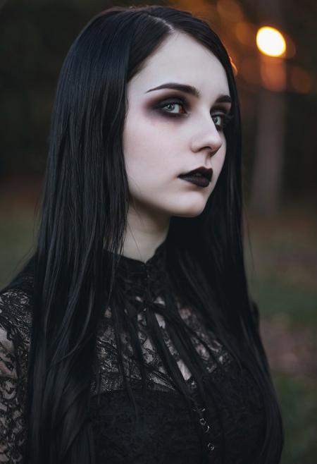 (((top-priority))), real-life, goth-girlfriend, split ambient twilight light, shallow focus, realistic shadows, ideal, vellus hairs, best image, best quality, depth of field, perfect composition, suggestive:1.2