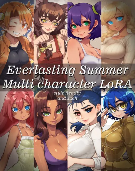 Everlasting Summer 8 Characters Multi LoRA for NoobAI | "Style Free" and such
