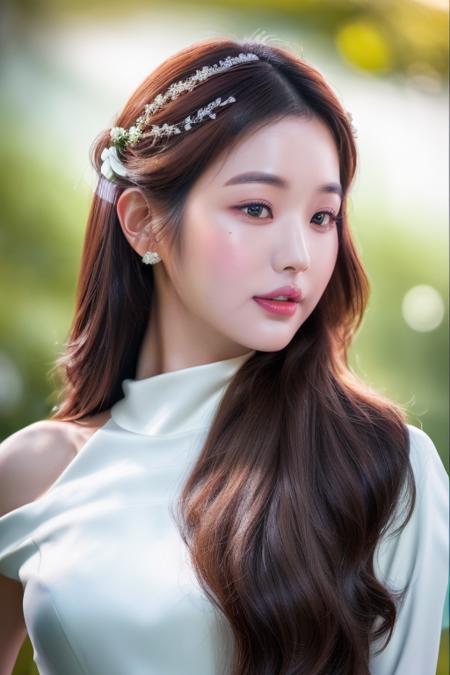 <lora:iveWonyoung:1>,Wonyoung,(close-up photo:1.5),(pov:1.1),korean, woman, complex 3d render ultra detailed, portrait of beautiful women, smile,looking over spruce forest, moody portrait, striking features, beauty, intricate details, dramatic composition, tension, contrast, texture, realism, high-quality rendering, stunning art, high quality, film grain, Fujifilm XT3,swirly bokeh,(realistic, photo-realistic:1.4),RAW photo,physically-based rendering,(looking at camera:1.5),(looking at viewer:1.2),(8k, best quality, masterpiece:1.2),(full body shot:1.1),octane render,extremely detailed CG, unity 8k wallpaper,studio soft light, rim ligh,in forest,sunlight,standing,(a girl is wearing wedding dress:1.5),hyper realistic detail shiny skin,ultra detailed,(ultra realistic:1.5),(intricate:1.2),(photorealistic:1.4),1girl,(skinny:1.3),detailed background