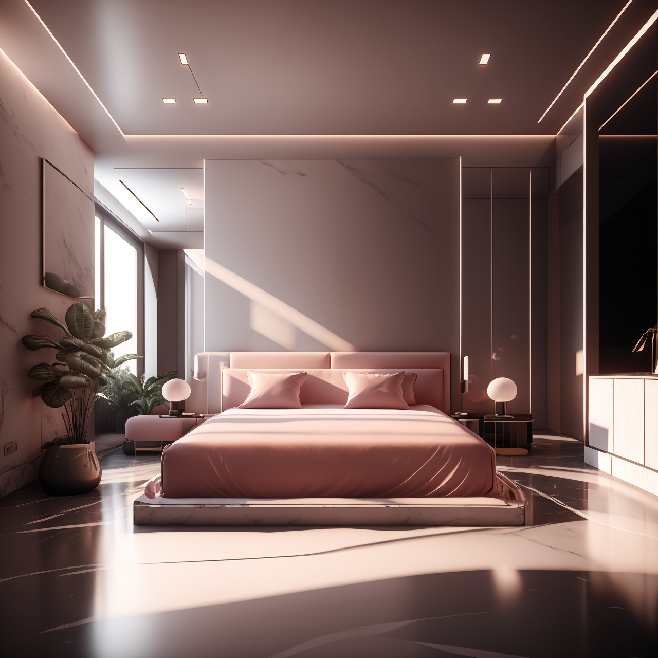 (masterpiece),(high quality), best quality, real,(realistic), super detailed, (full detail),(4k),8k,interior,bedroom,pink ...