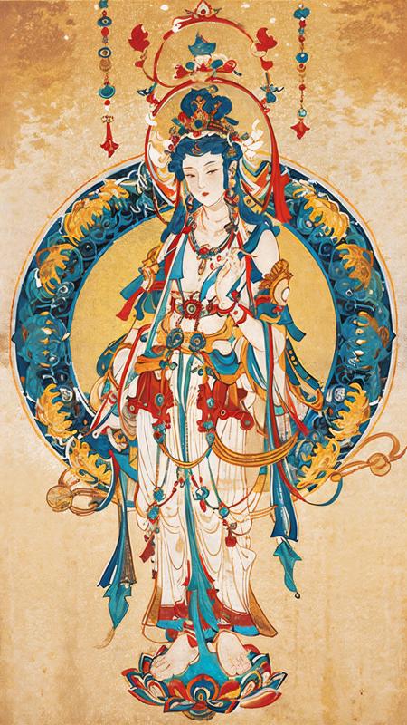 (illustration:1.1),(bestquality),(masterpiece:1.1),1gril,
<lora:dunhuang-000011:1>,