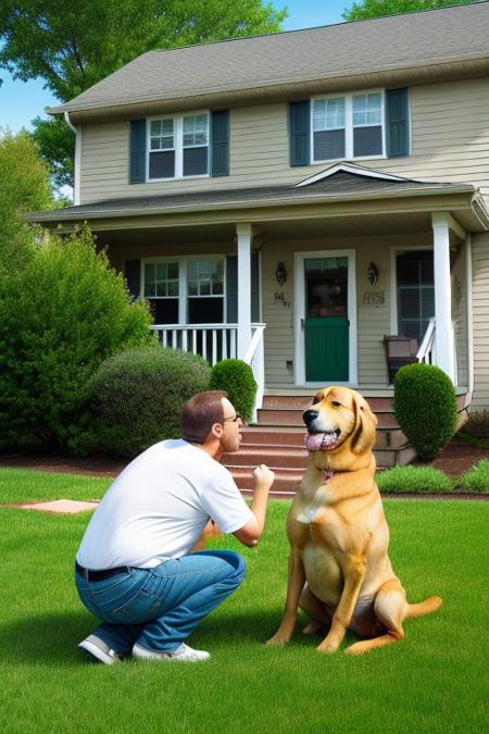 Cartoon neighbors angry on dog is loud outside of my lawn green