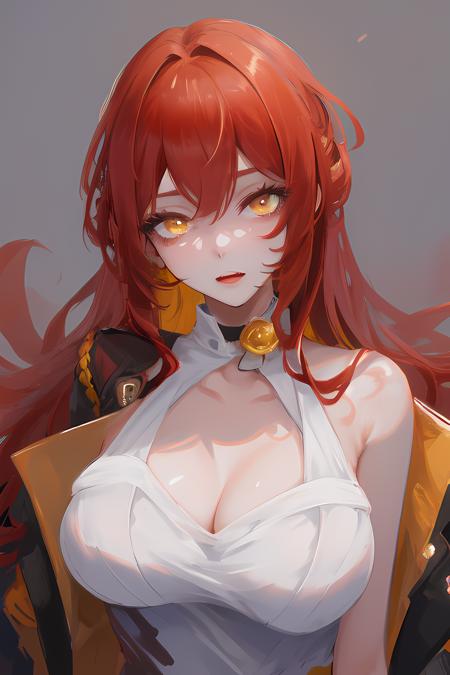 masterpiece, best quality, himeko,1girl, red hair, yellow eyes, elder sister, sexy