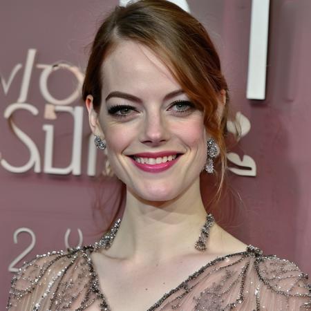 beautiful photo of emma stone wearing a lowcut pink lace dress, indoors at movie awards, pink lace bodice, attractive, twenties, dramatic lighting,  ultraskin, good looking, pixma, canon, nikon, kodak, pretty, beautiful, skin detail, twenty-years-old, emma stone