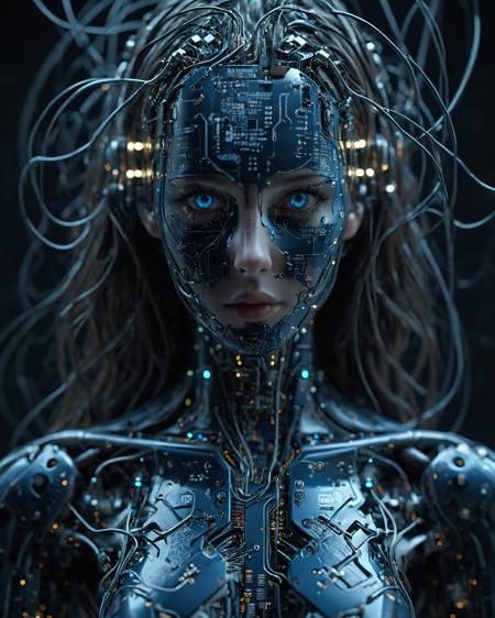 full body, (circuitboard), control lights, lights, led,  (statis pod), Hyperdetailed Photography, raw photo, a beautiful girl with blue eyes , (robotic,circuit board brain structure, pc board,  circuit board face:1.4) , experiment,  <lora:Dark_Futuristic_Circuit_Boards:0.8>   absurdly long smooth  hair, , elegant, beautiful,  (dark, laboratory, dangerous), intricate, detailed eyes, beautiful scenery, skin pores, gorgeous, ultradetailed, dramatic, cinematic, hyperdetailed skin,<lora:add-detail-xl:0.6>  skin details