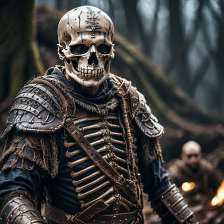 highly detailed cinematic photo of skeleton, 

pauldrons, chainmail,  male focus,  depth of field, ((night)), crypt, realistic:1.3


depth of field, blurry background, 

masterpiece, best quality:1.1, realistic:1.1,

depth of field:1.1, 
(shadow play:1.3),

