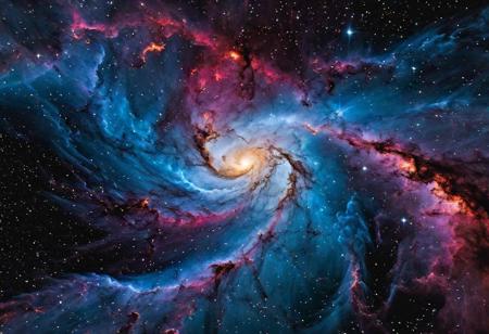 An abstract illustration of a vast, dark void filled with swirling nebulae. The nebulae are vibrant with color, and within them, tiny sparks of light ignite, symbolizing the potential for creation and existence even in the absence of anything.