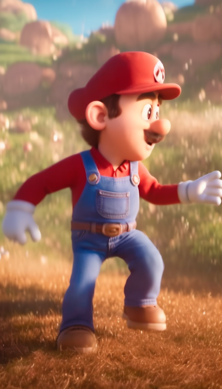 pixar style, mario bros, smile, smiling, excited, field, natural skin texture, big eyes, walking, looking to the side, looking at the ground
4k textures, hdr, intricate, highly detailed, sharp focus, cinematic look, hyper detailed, in mario bross clothing, sunset lighting