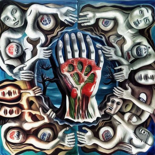 surreal painting of a tree with human parts <lora:last:1>