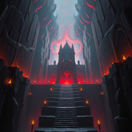 A liminal space within Ganon’s Tower from The Legend of Zelda: Ocarina of Time—a colossal fortress where time and reality feel fractured. The stone walls, blackened and cracked, pulse faintly with an eerie, reddish glow, as if something ancient and malevolent breathes within them. The vast halls stretch endlessly, their architecture impossibly twisted, leading into dark voids where the eye cannot pierce.
A deep, low hum vibrates through the air, neither mechanical nor alive, an oppressive sound that never ceases. The flickering torches cast elongated, unnatural shadows, twisting unnervingly as if they move of their own will. The grand staircases ascend into darkness, the air thick with the scent of smoke, iron, and something older—something watching, waiting.
Though the castle is abandoned, the presence of its master lingers in every corner. The throne room stands at the summit, shrouded in unnatural silence. The space between the walls feels too wide, too empty, yet suffocating. This is not just a fortress—it is a prison of power, a void where reality bends, a place that exists only to mark the end of all things.