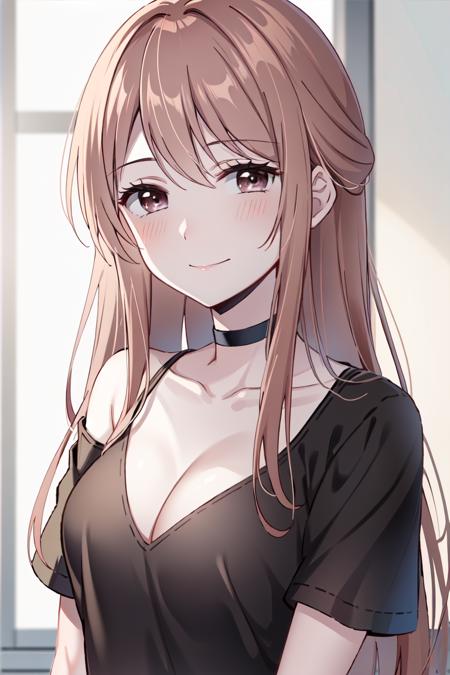 Akane Minagawa
<lora:Akane MinagawaV2:0.7>
1girl, arisugawa natsuha, bangs, black shirt, breasts, brown eyes, brown hair, choker, cleavage, closed mouth, collarbone, eyebrows visible through hair, long hair, looking at viewer, shirt, smile, solo