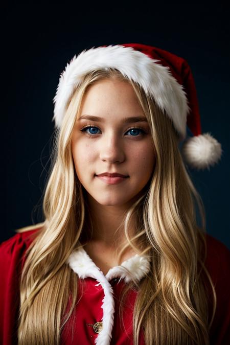 <lora:Emily_Osment:1> e1873o, 1girl, solo, long_hair, blue_eyes, blonde_hair, santa outfit