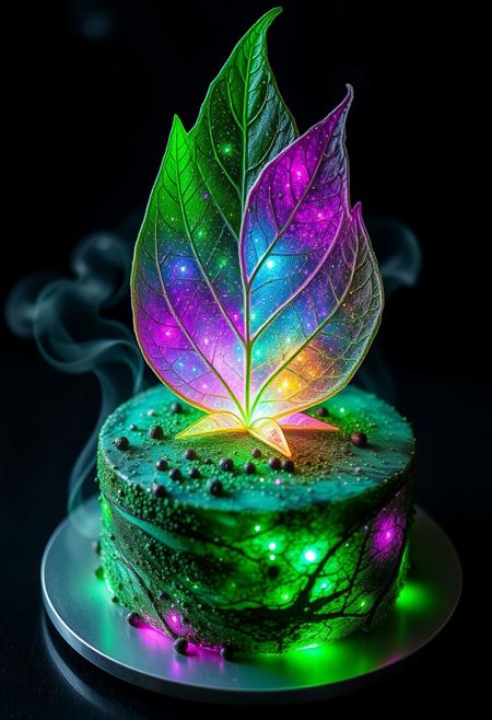 a space cake ,hypnotic,yummy,fumes looking like a majiuana leave floating up