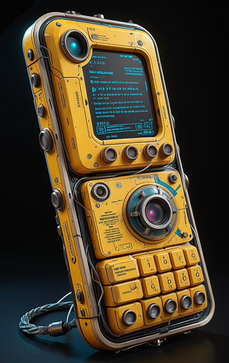 (in ARTIST style:1.4), (masterpiece:1.7),
cute 1girl with (science fiction texture, science fiction skin, science fiction, someplastic, no humans, black background, simple background, phone, still life, cable, screen, cellphone, english text, old style, old phone, device, wearable item) armour, tiny waist,
(masterpiece:1.8), (highest detailed:1.8), (angle:1.8), perfectly lighted, (contrast), (saturated), (((sharp focus))),
(hyperdetailed:1.3), (intricate details:1.2), (Refined details:1.3), (best quality:1.5), highly detailed textures, vibrant colors,
<lora:add-detail-xl:1> (ultra sharp focus:1.8), (detailed skin:1.8), (detailed windows:1.8), (thin lines:1.8), (best quality:1.8),
<lora:Apparatus_-_Traction_City_Walkers_Vehicles:0.7>,
<lora:Someplastic:0.7>,