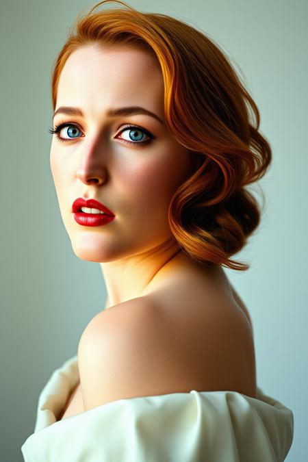 upper body high fashion photo of a woman with red hair. Epic inspiration for autumn natural makeup, abstract art, Exquisite detail, high resolution photo, realistic photo, intricate detail, natural lighting, elegant dress, agentscully