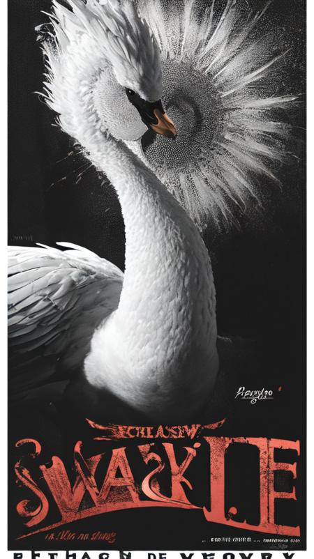 (poster),inem,black and white,swan,stage,opera,victoria,shakespeare,movie poster,ballet: swan lake,cinematic_angle,fisheye,<lora:poster V1A:1>,