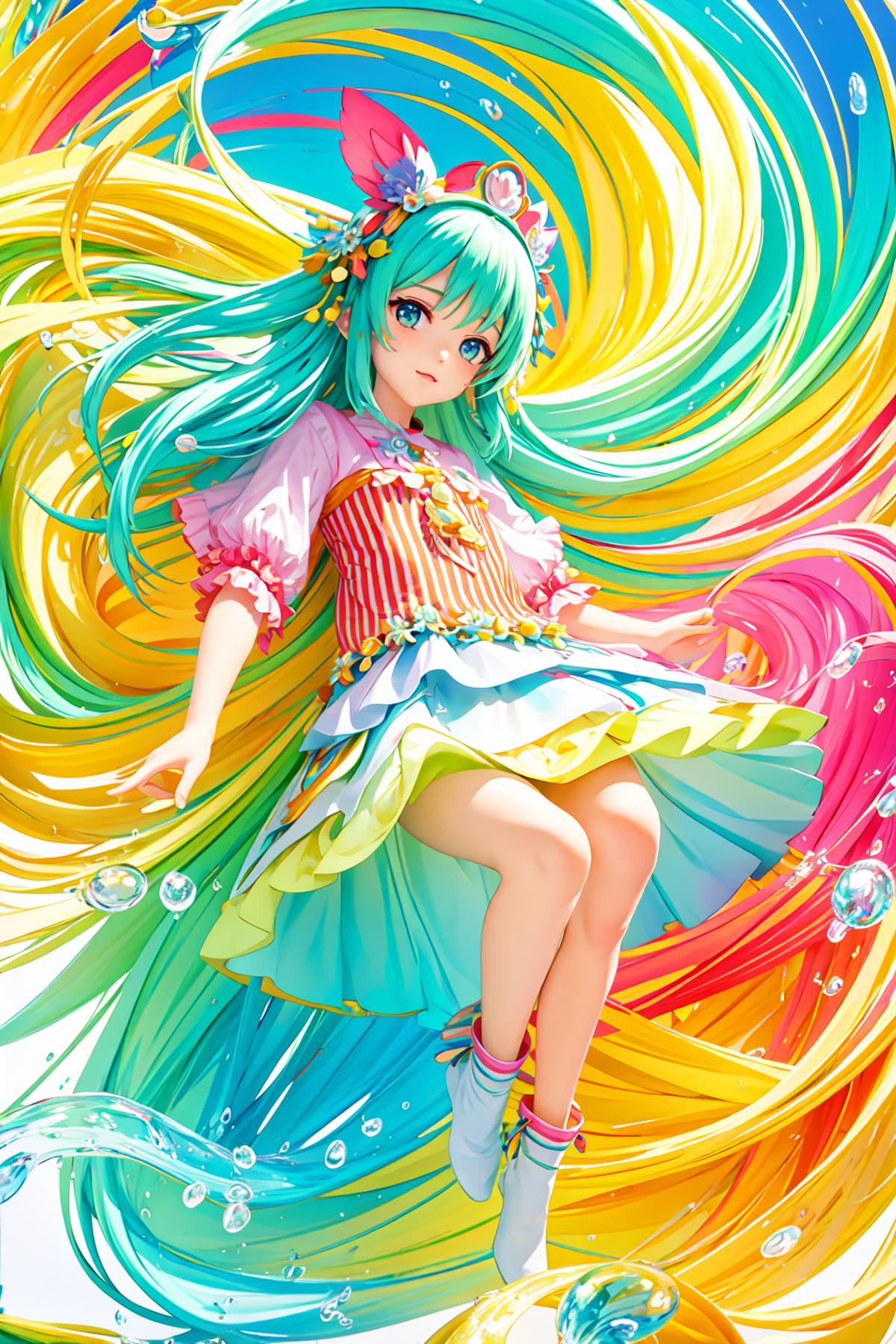 A Colorful Anime-Inspired Illustration of a Girl with Long Hair