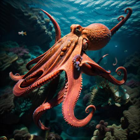 rcnz_hqr, 8ctopus, An octopus in the ocean, movie scene, cinematic, underwater photo
 <lora:8ctopus:.7>