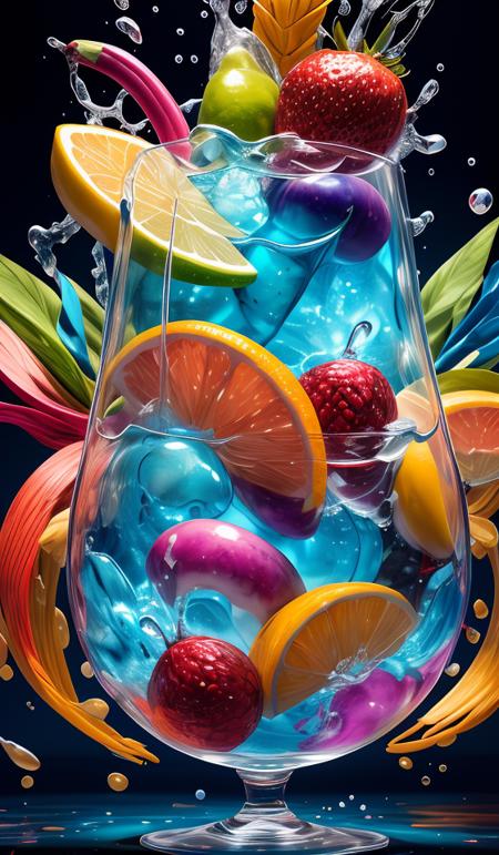 (flat color:1.1),(colorful:1.3),(masterpiece:1.2), best quality, masterpiece, original, extremely detailed wallpaper, looking at viewer,Abstract, 8K, photo shot from front, mid-body portrait, highly-detailed, lots of delicious tropical fruits with drops of moisture on table, a lot of details,floating colorful water,, mysterious expression,stuart little, in a modern and abstract setting, with bold and colorful abstract art, blurred background, bright lighting,<lora:add_detail:0.5>,<lora:more_details:0.25>,<lora:FantasyWorldV1:0.25>,