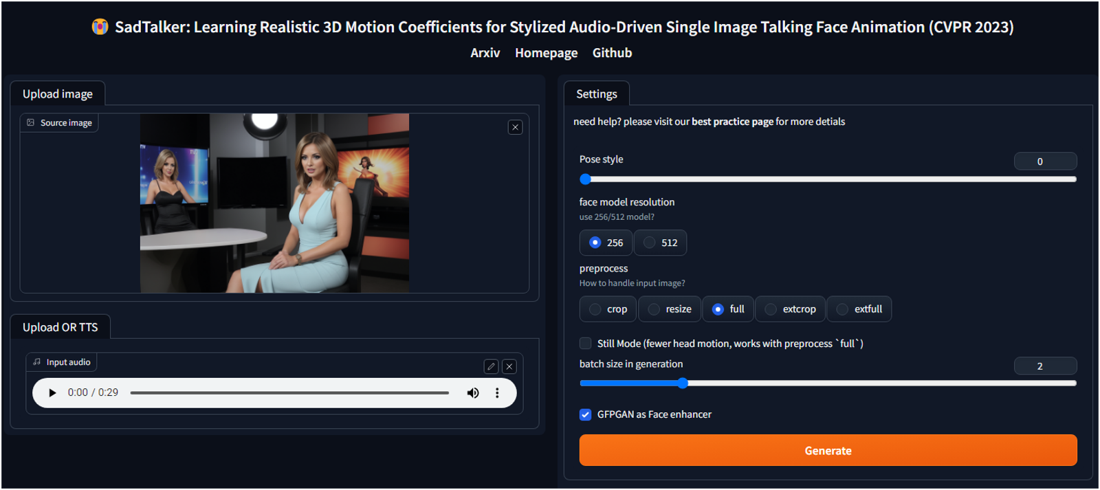 Stable Diffuson - SadTalker Extension - Make your picture speak