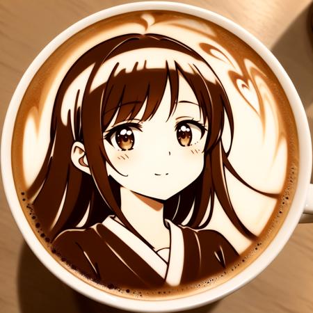 anime character latte art SDXL