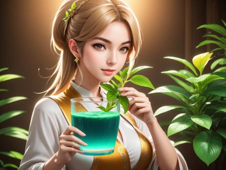 Legend of Zelda style <lora:sdvn6Realxl_detailface.FFai.lora:1> (High quality Professional Photo:2) (Ultrarealistic:2),a glass pitcher with a plant inside of it, anime girl drinks energy drink, sprite art, anime visual of a cute girl, made with anime painter studio, splash art anime, anime art, (anime girl), beautiful anime girl, beautiful anime art, beautiful anime artwork, anime picture, beautiful anime woman, made of drink, anime goddess, anime illustration,ultra-realistic smooth edges, ((antialiasing smooth edge quality:1.2)),anti-aliasing,close portrait,(manga:1.3),beautiful,attractive,handsome,trending on ArtStation,DeviantArt contest winner,CGSociety,ultrafine,detailed,studio lighting . Vibrant, fantasy, detailed, epic, heroic, reminiscent of The Legend of Zelda series