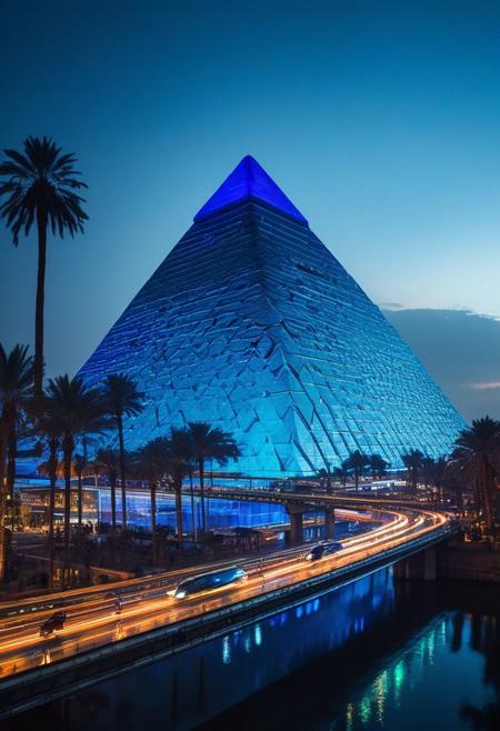 ()Hyoer Realistic:2.0)Polaroid picture of 
 futuristic, cyberpunk Egypt where ancient pyramids have been transformed into towering high-rise structures, their peaks disappearing into the clouds. The cityscape is a blend of ancient and modern architecture, with neon-lit skyscrapers and holographic advertisements illuminating the night sky.
In the foreground, a bustling spaceport hums with activity as sleek, silver spacecraft take off and land, their engines glowing with a soft blue light. The air is thick with the hum of hovercars and grav-bikes, zipping past pedestrians clad in futuristic attire.
The city's infrastructure is a marvel of modern engineering, with elevated walkways and monorails crisscrossing the metropolis. Interstate highways weave through the city, lined with towering trees and sparkling waterfalls that cascade into crystal-clear canals.
Despite the futuristic landscape, remnants of ancient Egypt remain. The Sphinx stands watch over the city, its face now a holographic display that shifts and changes as you gaze upon it. The Nile River flows through the heart of the city, its banks lined with lush greenery and vibrant marketplaces.
The atmosphere is one of utopian harmony, with people from all walks of life living and working together in perfect balance. The air is clean, the streets are safe, and the city pulses with an energy that is both exhilarating and serene.