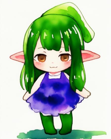 watercolor green gnome