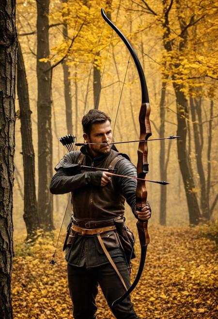 (hunting_recurve_bow:1.6), (composite_limbs:1.5) from horn and wood, (animal_skin_grip:1.4), (fletched_arrows:1.3) with obsidian_heads, (forester:1.4) in leather_armor stalking deer, (autumn_forest:1.5) with golden_leaves, soft_natural_lighting, ultra_detailed_textures, 8k, historical_reference, by Piotr Jabłoński