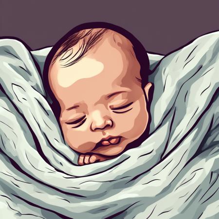 A newborn baby peacefully sleeping swaddled in a soft blanket, cartooneffects four.<lora:Cartooneffects_Four_SDXL_V1:1>