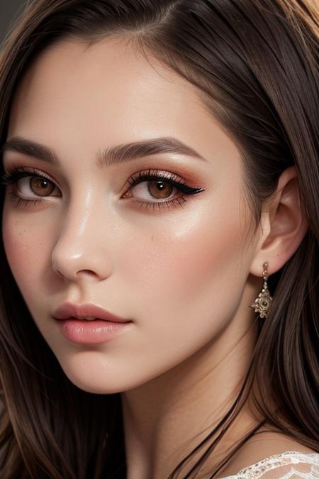 young adult woman, pretty face, long hair, looking at viewer, brown hair, black hair, brown eyes, closed mouth, lips, eyelashes, makeup, portrait, close-up, watercolor painting, vibrant, beautiful, painterly, detailed, textural, artistic, close up on face, absurdres, masterpiece, 8k, high detail, intricate, best quality