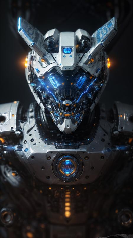 masterpiece, insane details, intricate details, ultra quality, unity 8k wallpaper, raw photo, a digital painting of a mecha, blue and bright theme, biomechanical, complex robot, Extremely sharp lines, mechanical, cyberpunk, scifi aesthetic, science fiction, hyper realistic, hyperdetailed, (photorealistic:1.4), best quality, 8k, front view, frontal shot, centered, mshn, mshn robot <lora:ST_insanobot:0.9> <lora:mshn:0.6>