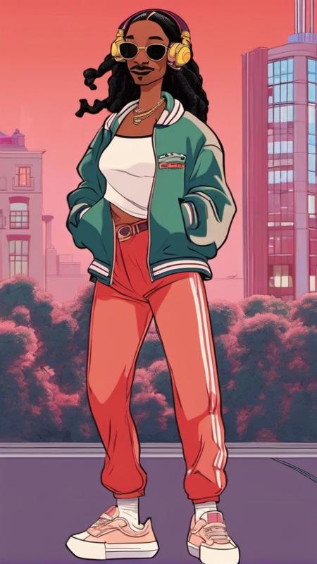 A full body shot of sexy Snoop dogg as a Lofi Girl <lora:SDXL-LofiGirl-Lora:1>, Very detailed, clean, high quality, sharp image