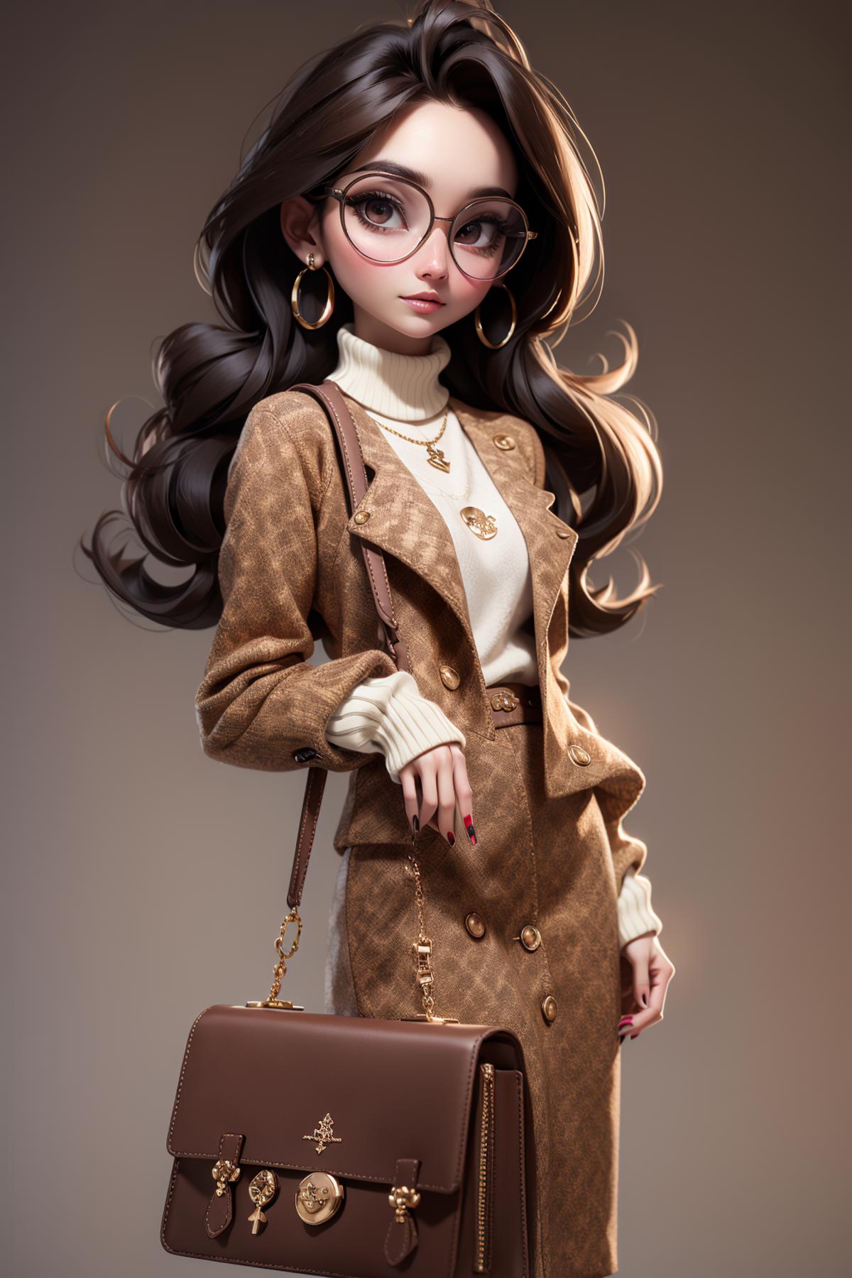 An Artistic Illustration of a Woman in a Trench Coat and Glasses.