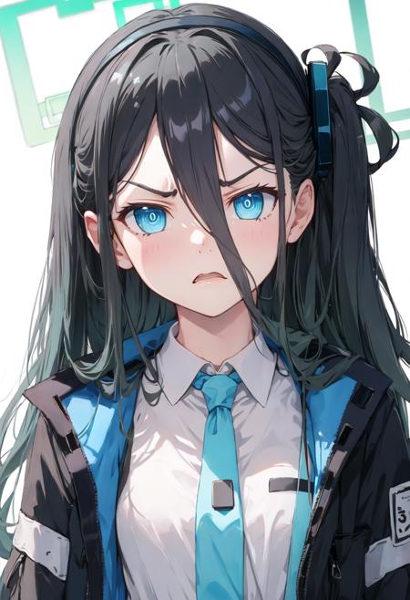 best quality, masterpiece, highres, solo, {arisu_bluearchive:0.90}, angry, annoyed, portrait, looking at viewer