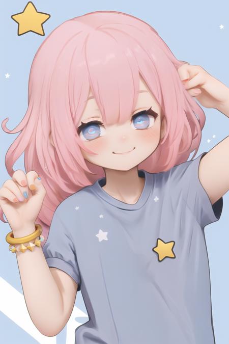 00714-2486507594-1girl,one eye closed,long hair,cat,blue eyes,pink hair,shirt,pink nails,smile,nail polish,star (symbol),animal,bracelet,short sl.png