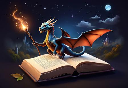 A realistic image of a fantastic landing page designed like an ancient enchanted book. Responsive design adapted to any screen, while maintaining the fantastic atmosphere, Fire-breathing dragons come out of the book, it looks incredibly realistic, even witches on brooms in the air. 
You can clearly see that the dragons come out of the book.
 A special font, resembling an ancient manuscript, gives a sense of authenticity. Spectacular vector illustrations of magical creatures, breathtaking landscapes and fantastic architecture decorate the page. Micro-interactive animations give life to the page, like a light flickering of light on top of the writing or a gentle movement of magical creatures. A special soundtrack, combining classical music with sounds from the fantastic world, creates a magical and mysterious atmosphere. The title is written in a unique and attention-grabbing handwriting. The content is written in rich and imaginative language, using fantastic terms. The CTA button is designed like a magical gate, inviting the user to enter a new world. A registration form is integrated into an ancient book, where the user can enter his name and contact information. Responsive design adapted to any screen, while maintaining the fantastic atmosphere.
Text: "New style artificial intelligence, artistic photo creation"