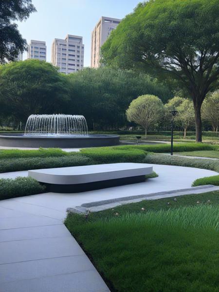<lora:JJsLandscape_XL:1>, masterpiece, best quality,((Landscape)),  scenery, outdoors, park, paving ,bench, building, tree, sky, real world location, day, grass, bush, flower, city, fountain, door, steel gate,
