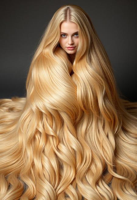 buried in a mound of luxuriant incredible thick abundant voluminous lush sensuous extremely long pale golden blonde hair wrapped around the body. extremely long hair, 100-feet of hair, super long hair, real rapunzel, rapunzel, rapunzel long hair, hair fetish, hair job, Dreamgirl, Goddess, gorgeous, amazing hair, longest hair, perfect hair, longest hair ever, hairstyles, hairstyling, hair, Debra Jo hair, extreme hair, extreme long hair, extremely long hair, Debra Jo, extreme longest hair, voluminous hair, thick and luxurious hair which is hangs to the floor and covers it. Her expression radiates confidence as she shows off her thick, luscious locks. super thick soft luxurious long lush sleek heavy voluminous cascading pendulous ultra silky pendulous shampoo commercial hair dragging the ground, around her on floor, hair piles behind her on floor