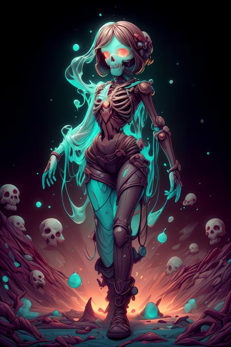 undead teen mom with (cute skull face, ornate detail engraving, shredded leather outfit, bound construct, arm pose, leg pose, hip pose), evil, moist thunder, <lora:AdvancedEnhancer:0.8> film, analog film, sunset, hard light, soft light, dramatic lighting, neon lights, red light, blue light, green light, purple light, agfa ultra, classic chrome, ektachrome, eterna, film grain, polaroid, colored gels, depth of field, dim light, golden hour, color grading, bokeh, RAW <lora:add_detail:1.2> <lora:breastsizeslideroffset:-0.2> <lora:modelMixTestVersion_modelmixtest:0.4> <lora:girl_with_mask_lora013:0.8> mask <lora:age_slider_v6:-0.8> <lora:age_slider_v2:-0.8>  <lora:MintSlimeSkin3:0.4> mintslimeskin, luminescent translucent body, subsurface scattering, reflective mirror finish,   <lora:WorldofUndead:0.8> worldofundead, skeletal <lora:sdxl_++:0.8> SDS_Particle_Flow  <lora:xl-shanbailing-1003fire:0.8> fire element, composed of fire elements <lora:tranzp:0.8> tranzp
