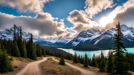 best quality,masterpiece,highers,4k,8k,realistic,
banff,blue sky,bush,cloud,cloudy sky,day,field,forest,grass,horizon,lake,landscape,mountain,mountainous horizon,nature,outdoors,path,river,road,scenery,sky,sunlight,tree,water,banff