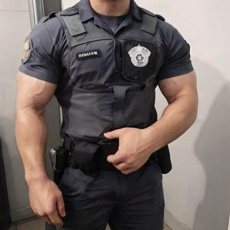 male, realistic,  police,  <lora:PoliciaMB:0.7>, flex,