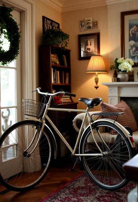 an Antique bicycle in my living room holand