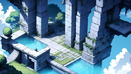 <lora:yltyxsj:1>yltyxcj, scenery, pillar, stairs, no humans, blue theme, column, crystal, ruins, glowing
