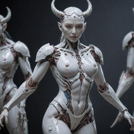 Carved porcelain cyborg demons, different full body modelposition, high detailed cinematic background , Miki Asai Macro photography, close-up, hyper detailed, trending on artstation, sharp focus, studio photo, intricate details, highly detailed, by greg rutkowski