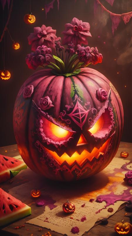 <lora:HalloweenGlowStyleColor:1> HalloweenGlowStyle   (Magenta:1.3) watermelon, (Masterpiece:1.3) (best quality:1.2) (high quality:1.1)