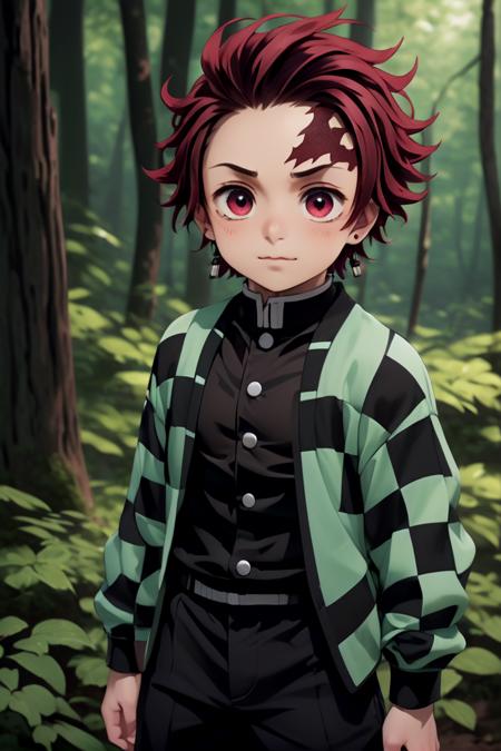 tanjiro checkered clothes demon slayer uniform black pants