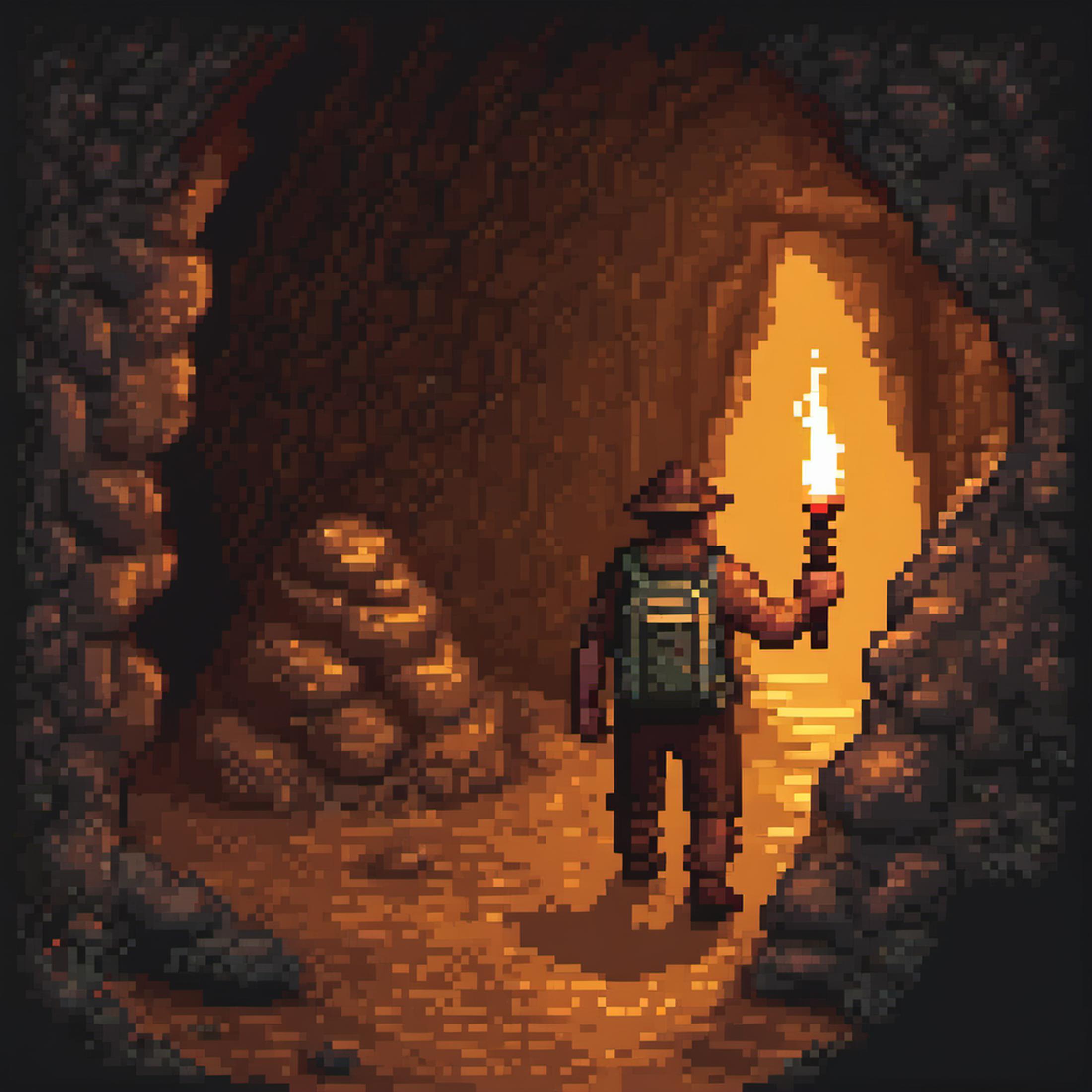 A man in a hat is holding a light and walking through a cave.