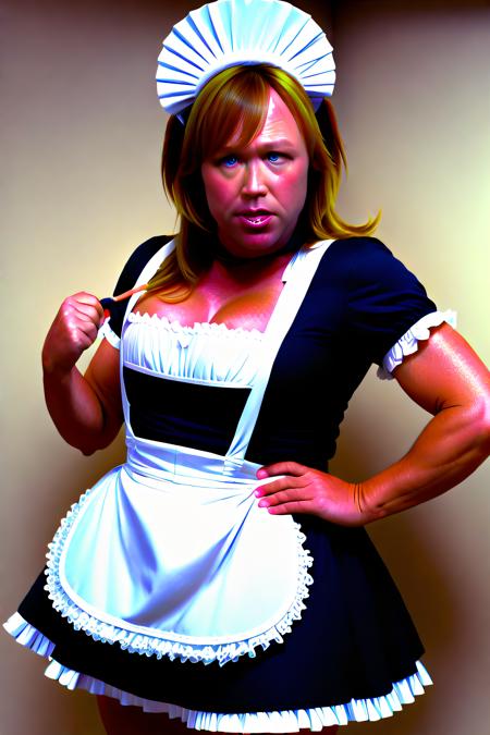 alex_jones cosplaying as a french maid, fat and hairy, best quality