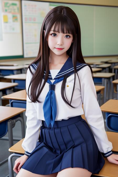 best quality, masterpiece, real,realistic, photo,photorealistic,cowboy shot,looking at viewer, 
1girl, beautifly face,chitanda eru, kamiyama high school uniform \(hyouka\), classroom, 
<lora:chitanda eru_v2.0_01:0.7>